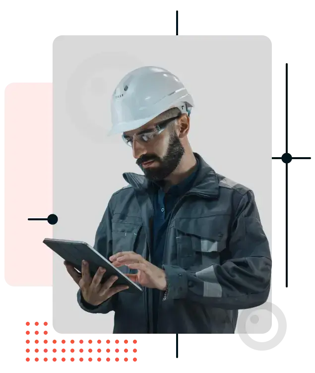 Worker using tablet
