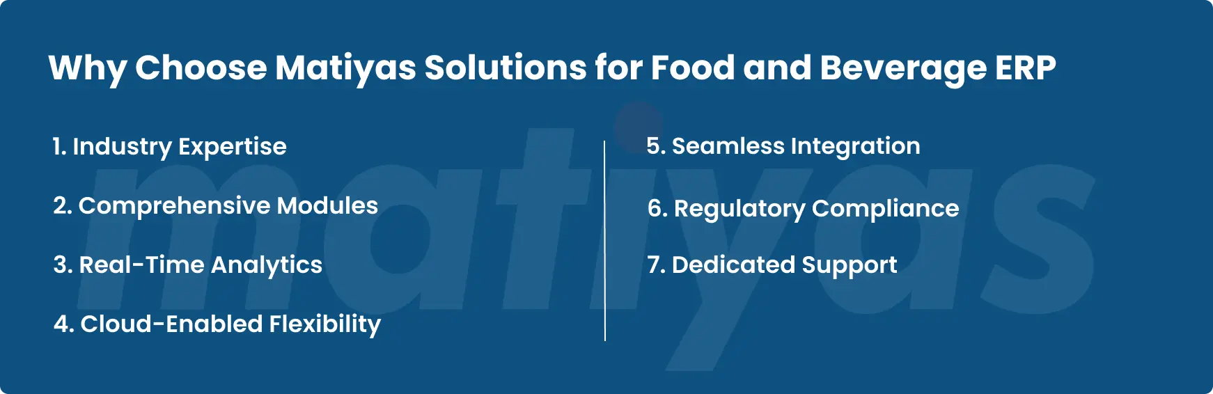 why choose matiyas solutions for food and beverage erp